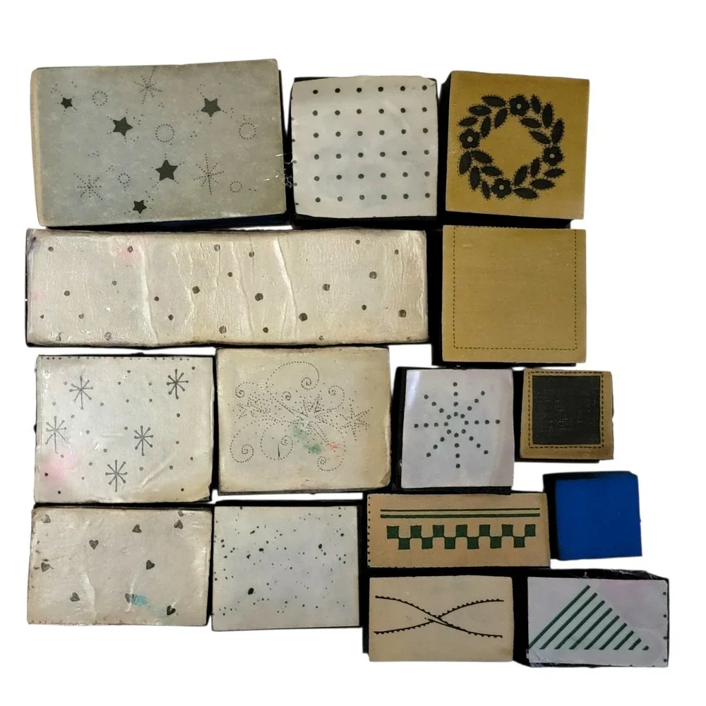 Accent Detail Background Rubber Stamps Lot of 15 Stars Hearts Floral Pattern Dot